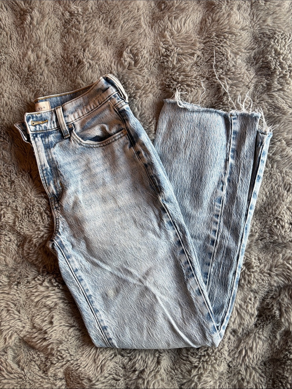 PacSun Light Blue Straight Leg Jeans with Raw Hem